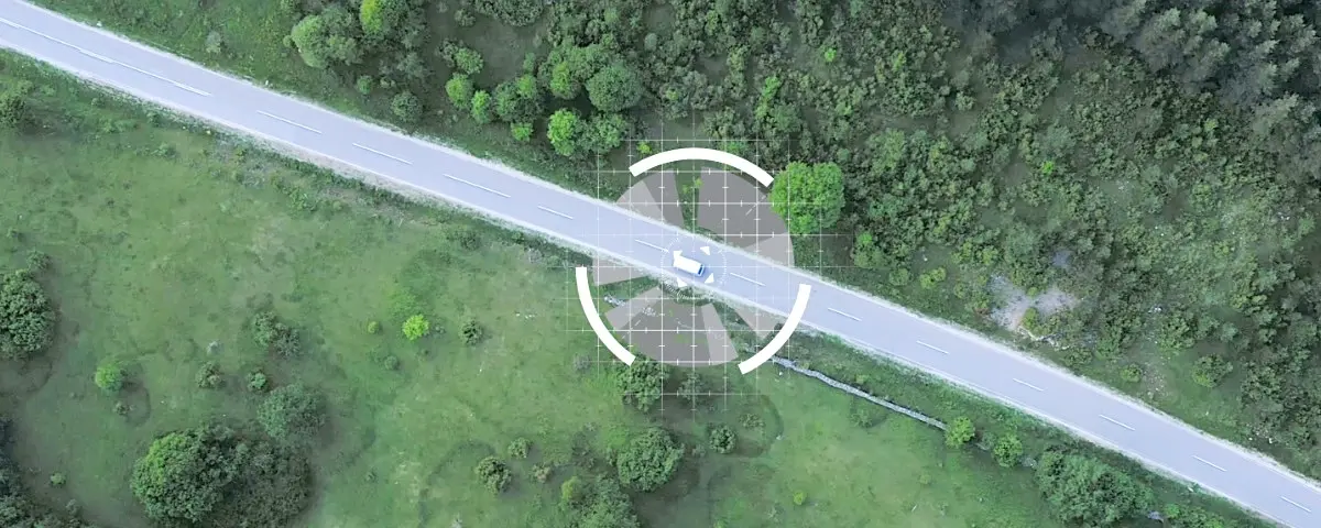 Aerial view of a vehicle being tracked by a stolen behicle recovery system