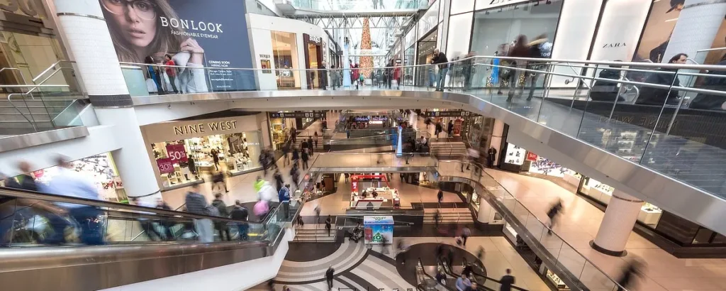 Inside a shopping mall that uses payment terminal sim cards